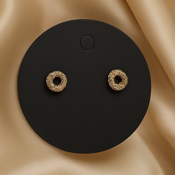 Small Gold tone Knot Stud Earrings – Minimalist Everyday Women’s Fashion Jewelry - Picture 1 of 8